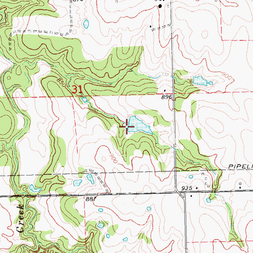 Topographic Map of Oknoname 107016 Dam, OK