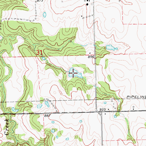 Topographic Map of Oknoname 107016 Reservoir, OK
