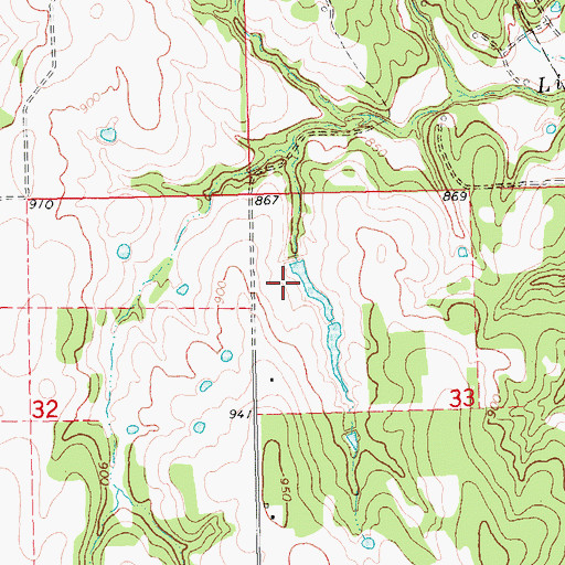 Topographic Map of Oknoname 107017 Dam, OK