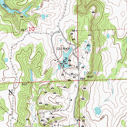 Topographic Map of Oknoname 107018 Reservoir, OK