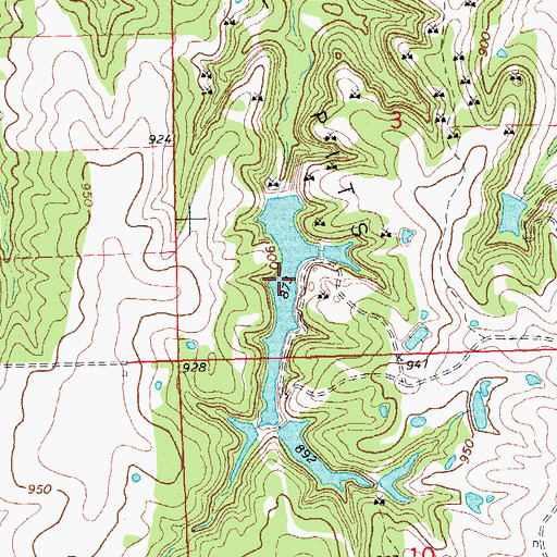Topographic Map of Oknoname 107020 Reservoir, OK