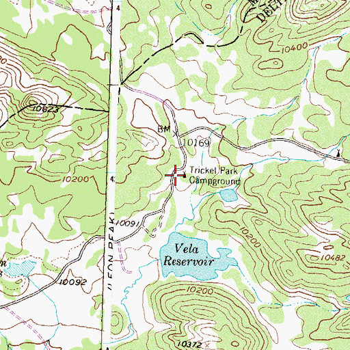 Topographic Map of Trickel Park Campground, CO