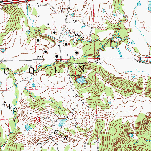 Topographic Map of Oknoname 107028 Dam, OK