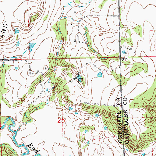 Topographic Map of Oknoname 107029 Reservoir, OK