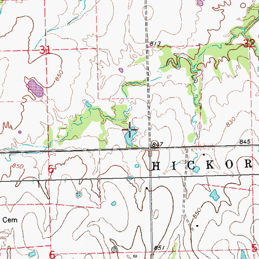 Topographic Map of Oknoname 107034 Dam, OK
