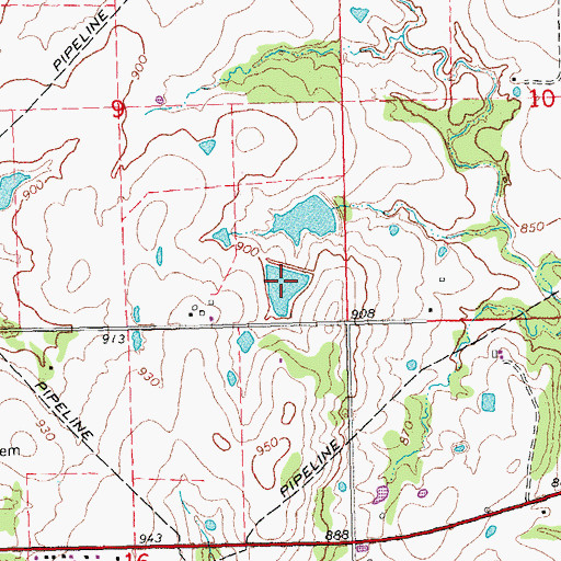 Topographic Map of Oknoname 107035 Dam, OK