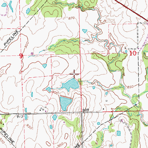 Topographic Map of Oknoname 107036 Reservoir, OK
