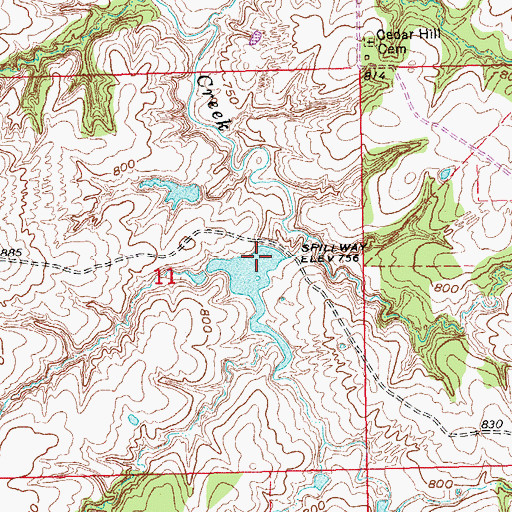 Topographic Map of Oknoname 095004 Reservoir, OK
