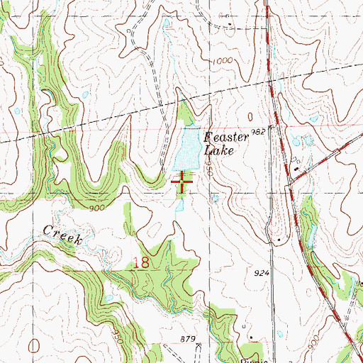 Topographic Map of Feaster Lake Dam, OK