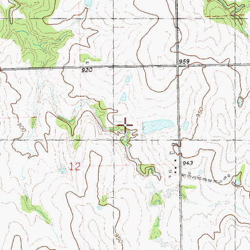 Topographic Map of Oknoname 117001 Dam, OK