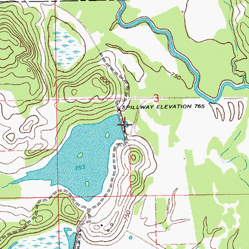 Topographic Map of Oknoname 085005 Dam, OK