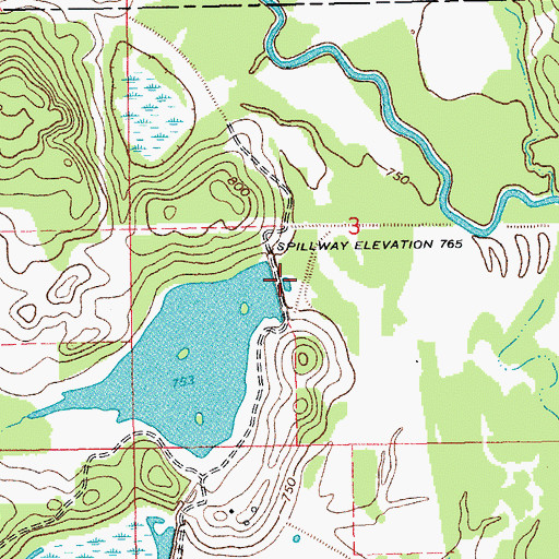 Topographic Map of Oknoname 085005 Reservoir, OK