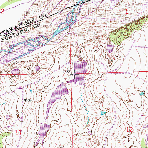 Topographic Map of Oknoname 123001 Dam, OK