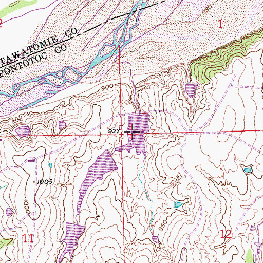 Topographic Map of Oknoname 123001 Reservoir, OK
