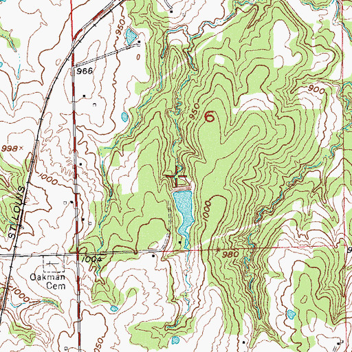 Topographic Map of Oknoname 123008 Dam, OK