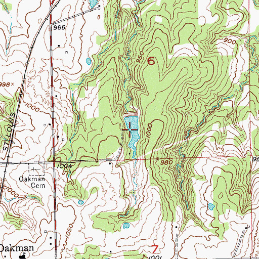 Topographic Map of Oknoname 123008 Reservoir, OK