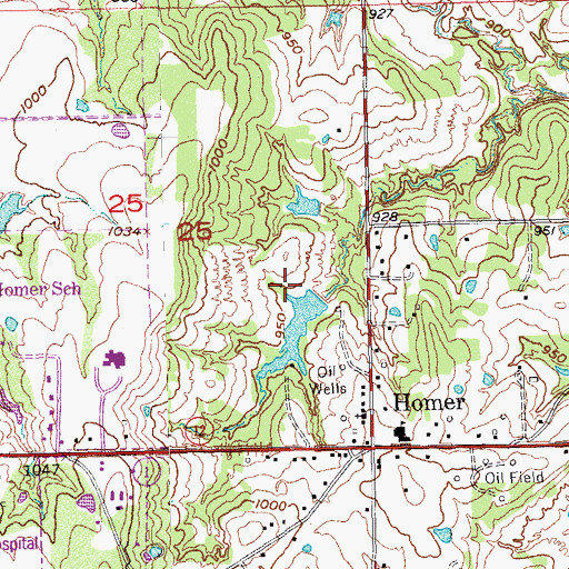 Topographic Map of Oknoname 123009 Dam, OK