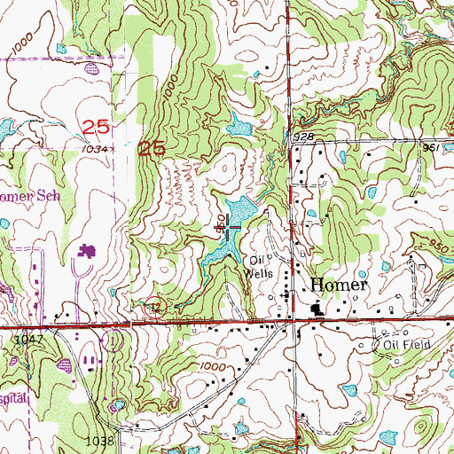 Topographic Map of Oknoname 123009 Reservoir, OK