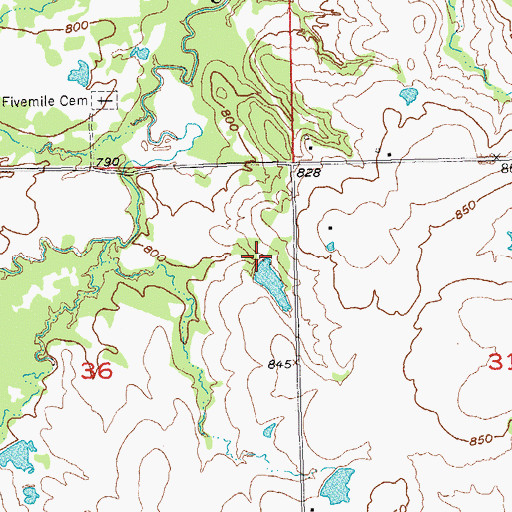 Topographic Map of Oknoname 123010 Dam, OK