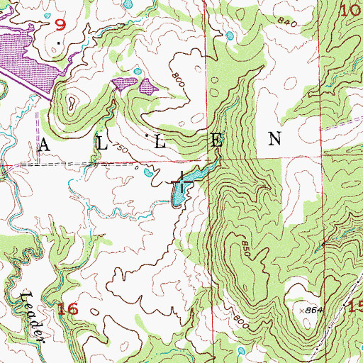 Topographic Map of Oknoname 123011 Reservoir, OK