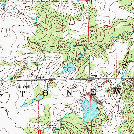 Topographic Map of Oknoname 123017 Reservoir, OK