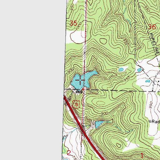 Topographic Map of Oknoname 111002 Reservoir, OK
