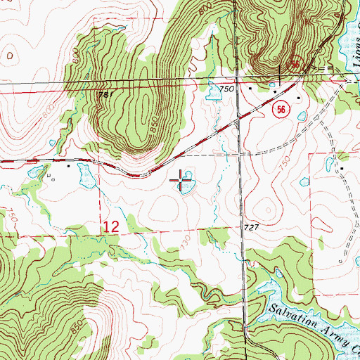 Topographic Map of Oknoname 111007 Reservoir, OK