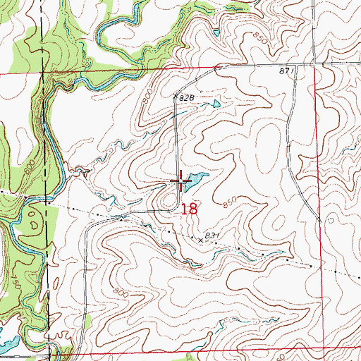 Topographic Map of Oknoname 111011 Dam, OK