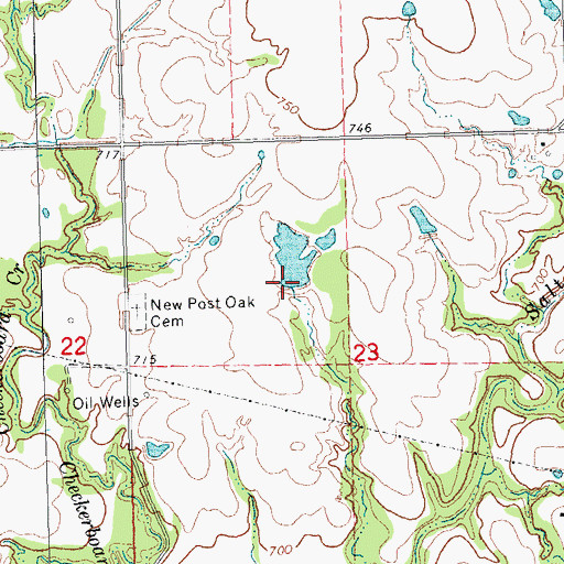 Topographic Map of Oknoname 111012 Dam, OK