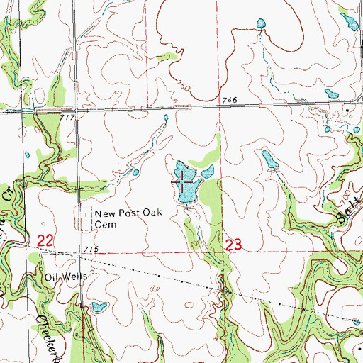 Topographic Map of Oknoname 111012 Reservoir, OK