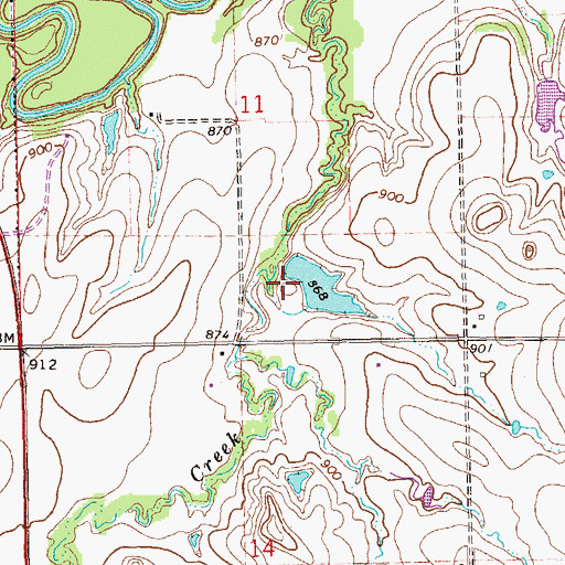 Topographic Map of Oknoname 103008 Dam, OK