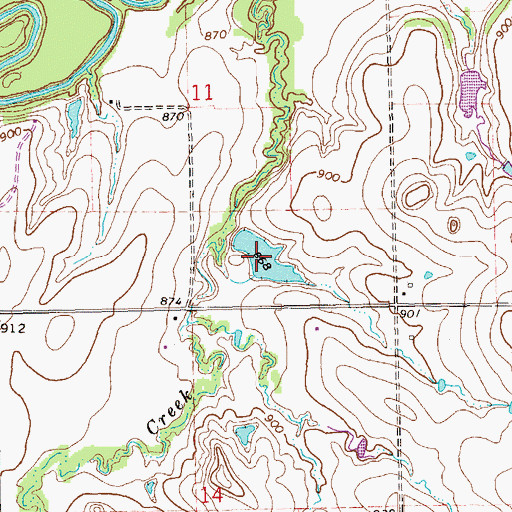 Topographic Map of Oknoname 103008 Reservoir, OK