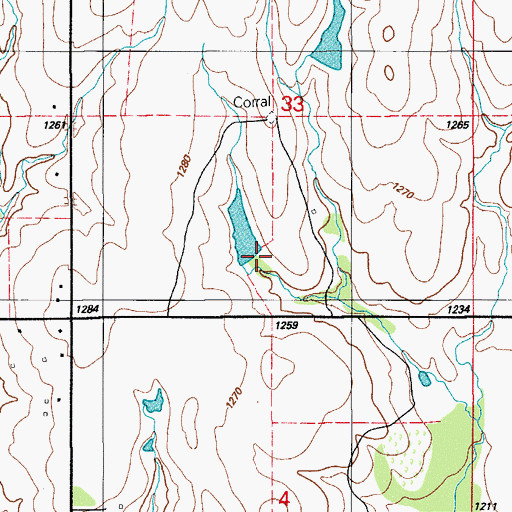 Topographic Map of Oknoname 031020 Dam, OK