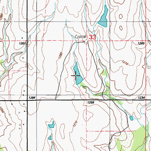 Topographic Map of Oknoname 031020 Reservoir, OK