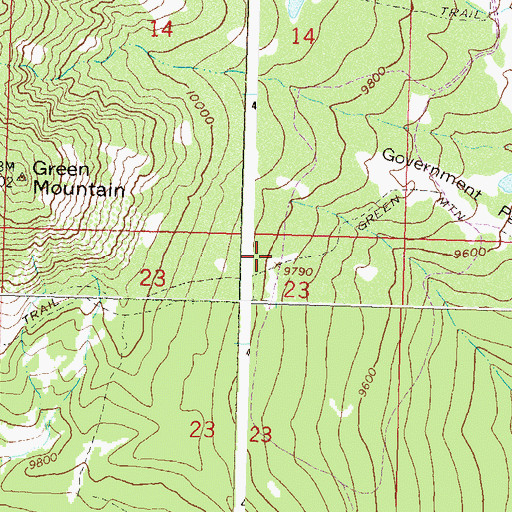 Topographic Map of Green Mountain Trail, CO