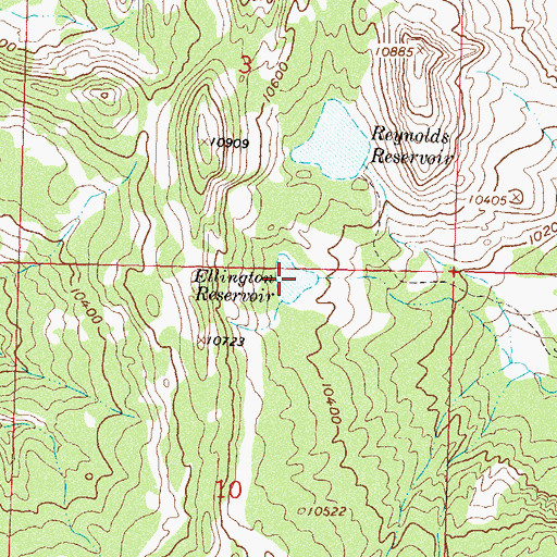 Topographic Map of Ellington Reservoir, CO