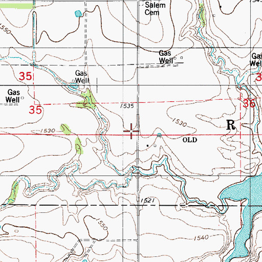Topographic Map of Oknoname 051001 Reservoir, OK