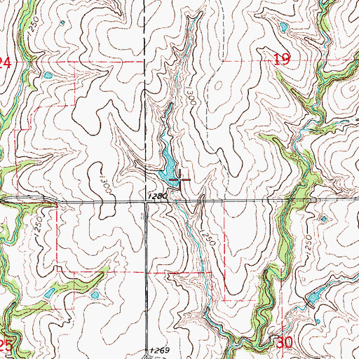 Topographic Map of Oknoname 051009 Dam, OK