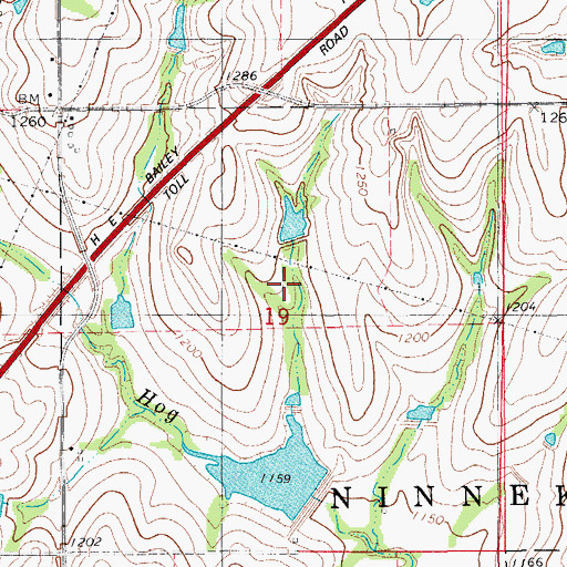 Topographic Map of Oknoname 051030 Reservoir, OK