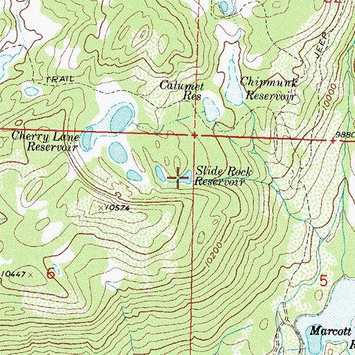 Topographic Map of Slide Rock Reservoir, CO