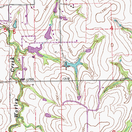 Topographic Map of Oknoname 051037 Dam, OK
