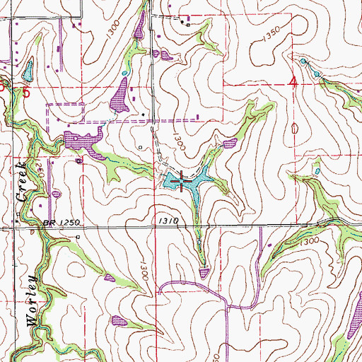 Topographic Map of Oknoname 051037 Reservoir, OK