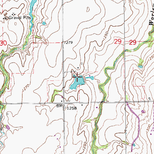 Topographic Map of Oknoname 051038 Dam, OK