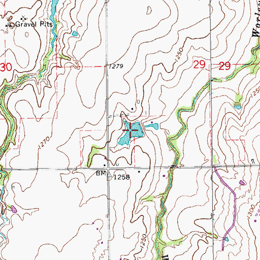 Topographic Map of Oknoname 051038 Reservoir, OK