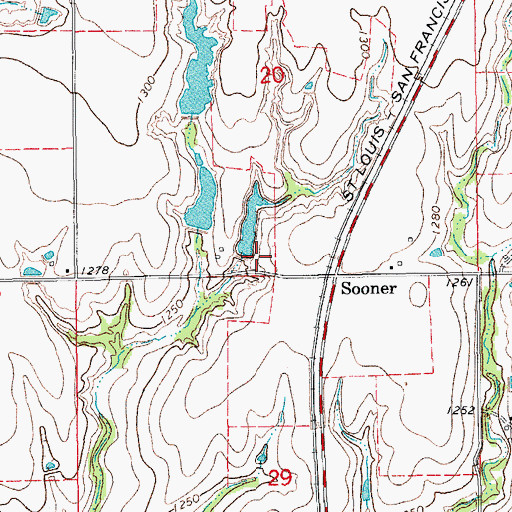 Topographic Map of Oknoname 051043 Dam, OK