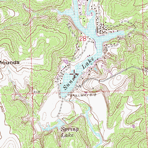 Topographic Map of Sunset Lake, OK