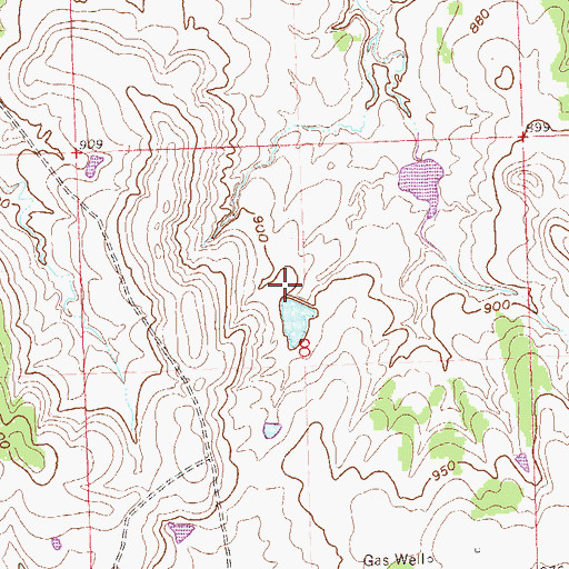 Topographic Map of Oknoname 113097 Dam, OK