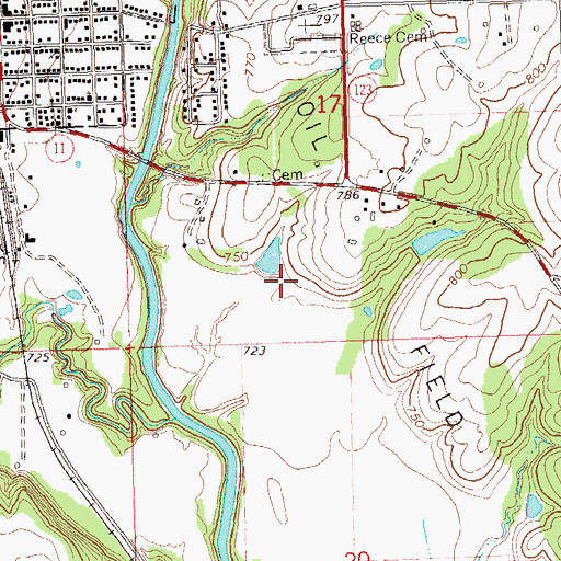 Topographic Map of Oknoname 113071 Dam, OK