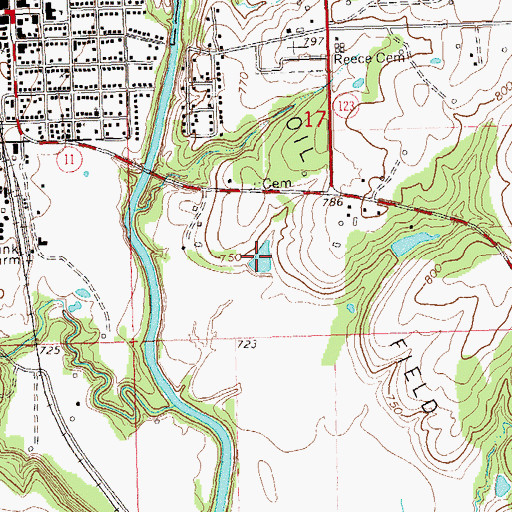 Topographic Map of Oknoname 113071 Reservoir, OK