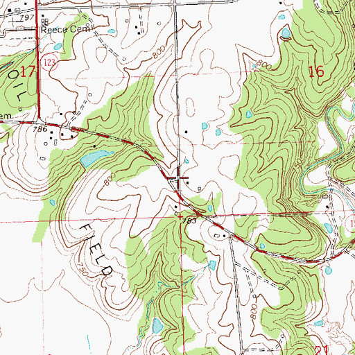 Topographic Map of Oknoname 113072 Dam, OK